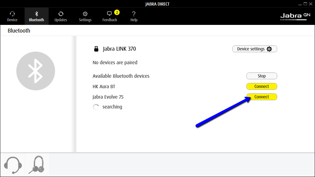 Connect jabra evolve online 75