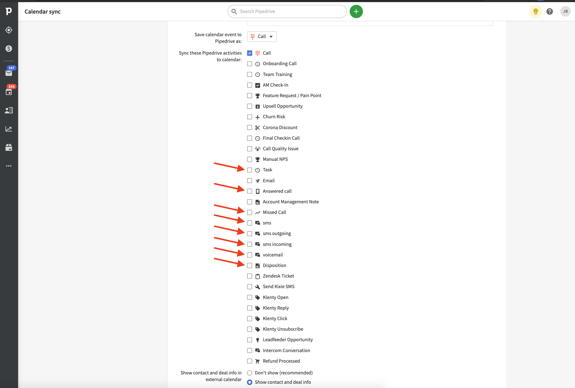 Pipedrive is logging Kixie Calls/SMS/Voicemails in my calendar Kixie